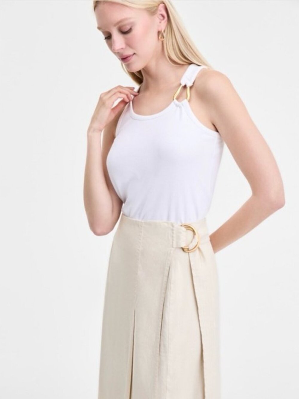 INC International Concepts Maxi Wraparound Skirt SZ XL Linen/Rayon/Spandex - Picture 5 of 10